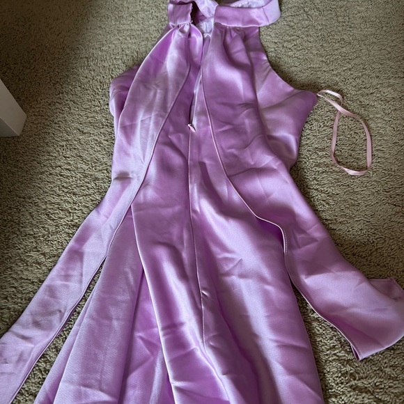 Aqua Dresses & Skirts - Aqua Lilac Satin Halter Maxi Dress
